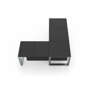 Escritorio de oficina ejecutivo en aluminio y vidrio de esquina