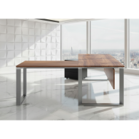 Escritorio de oficina ejecutivo en aluminio y vidrio de esquina