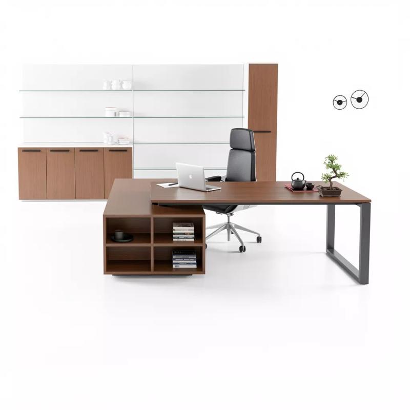 Escritorio de oficina modular en laminado y metal-Escritorios Directivos-Muebles para oficina Guadalajara y CDMX