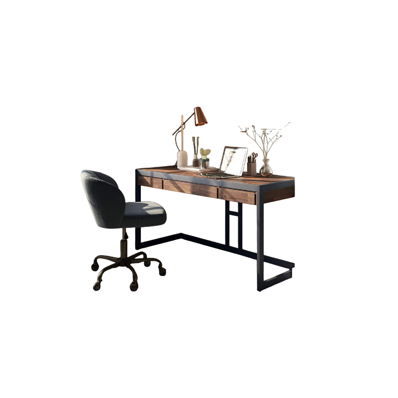 Escritorio industrial color marrón envejecido rústico con 2 cajones-Inicio-Muebles para oficina Guadalajara y CDMX