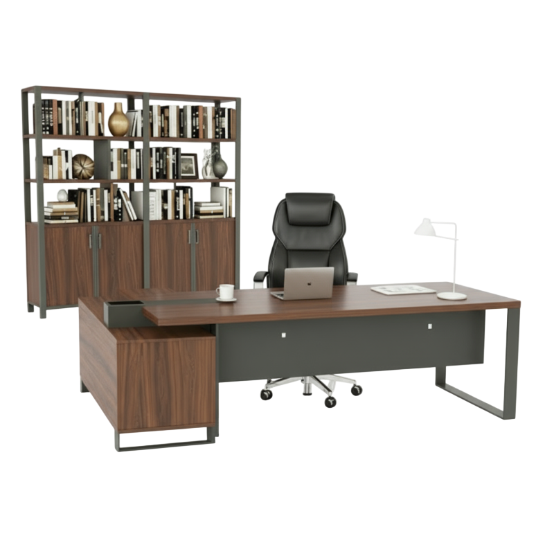 Conjunto CEO CORNER BROWN-Escritorios en L-Muebles para oficina Guadalajara y CDMX