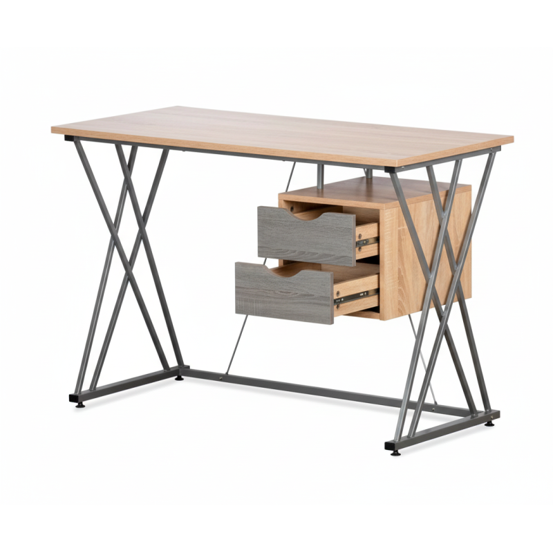 Escritorio Desk Bora / Maple con gris-Escritorios Industriales-Muebles para oficina Guadalajara y CDMX