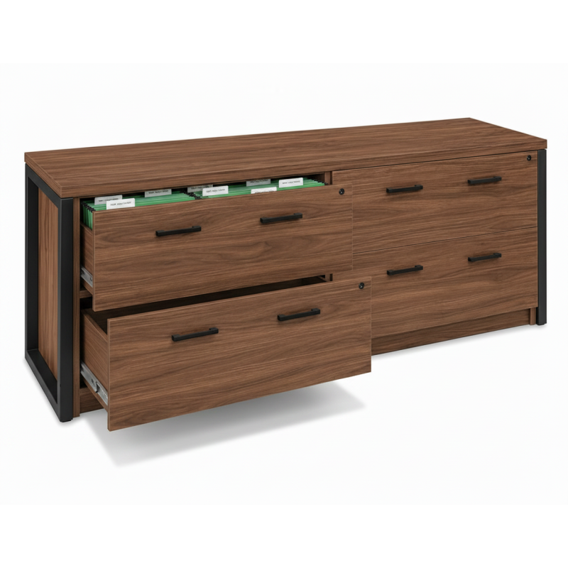 Archivero Ejecutivo Horizon Wood 4 | Credenza para Oficina con 4 Gavetas y Cerradura-Home-Muebles para oficina Guadalajara y CDMX