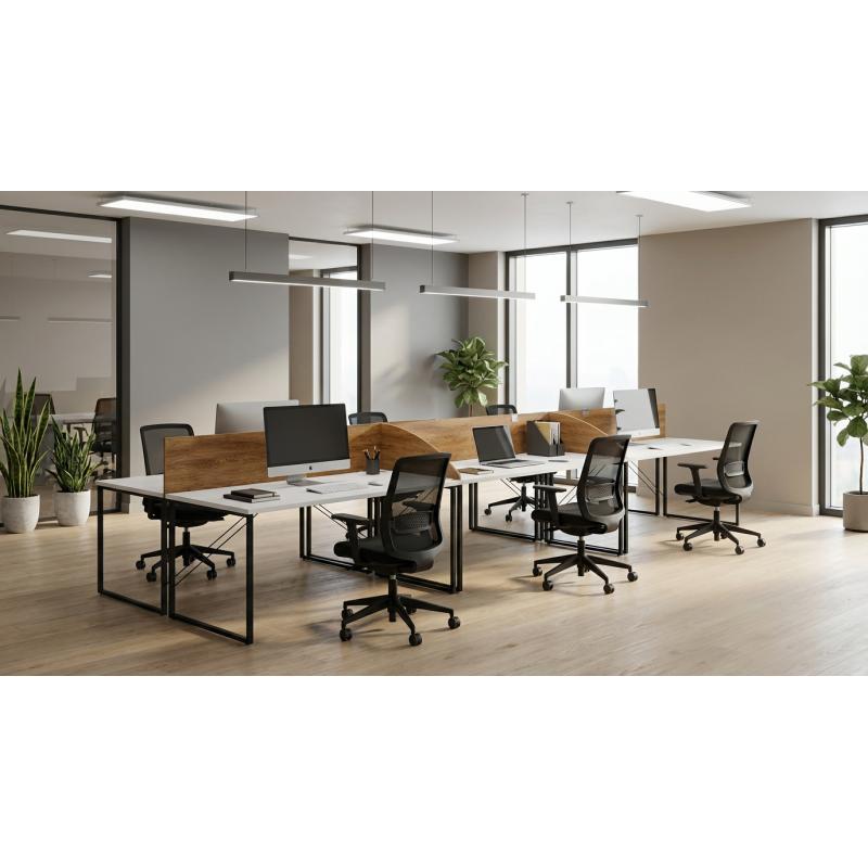 Estación de Trabajo de oficina Lineal WoodLine Pro 6-Inicio-Muebles para oficina Guadalajara y CDMX